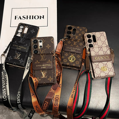 Luxury Advanced Leather Samsung Phone Case with Wallet and Strap.-1 mysite