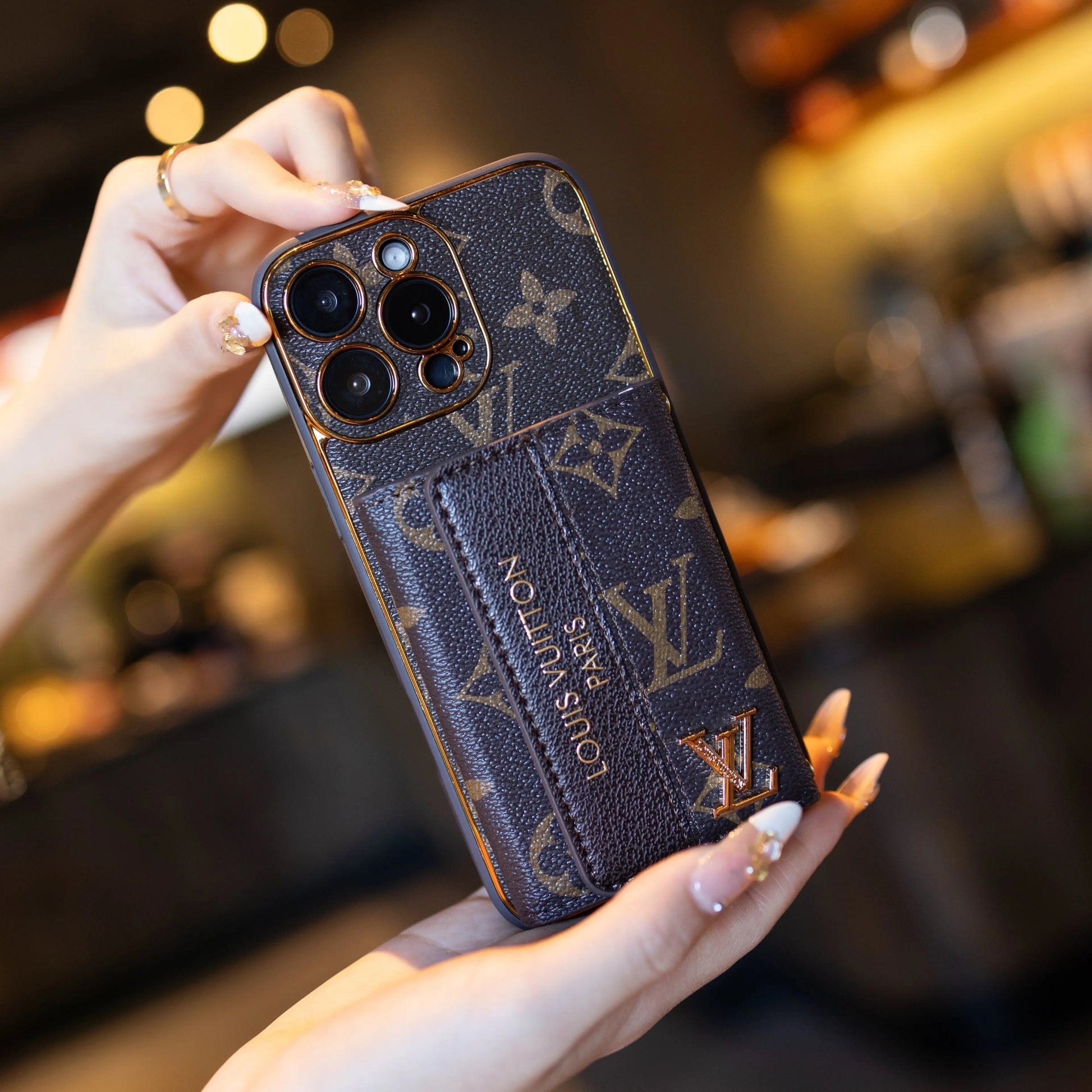 Luxury Advanced Leather iPhone Case with Card Holder & Strap-s2 mysite