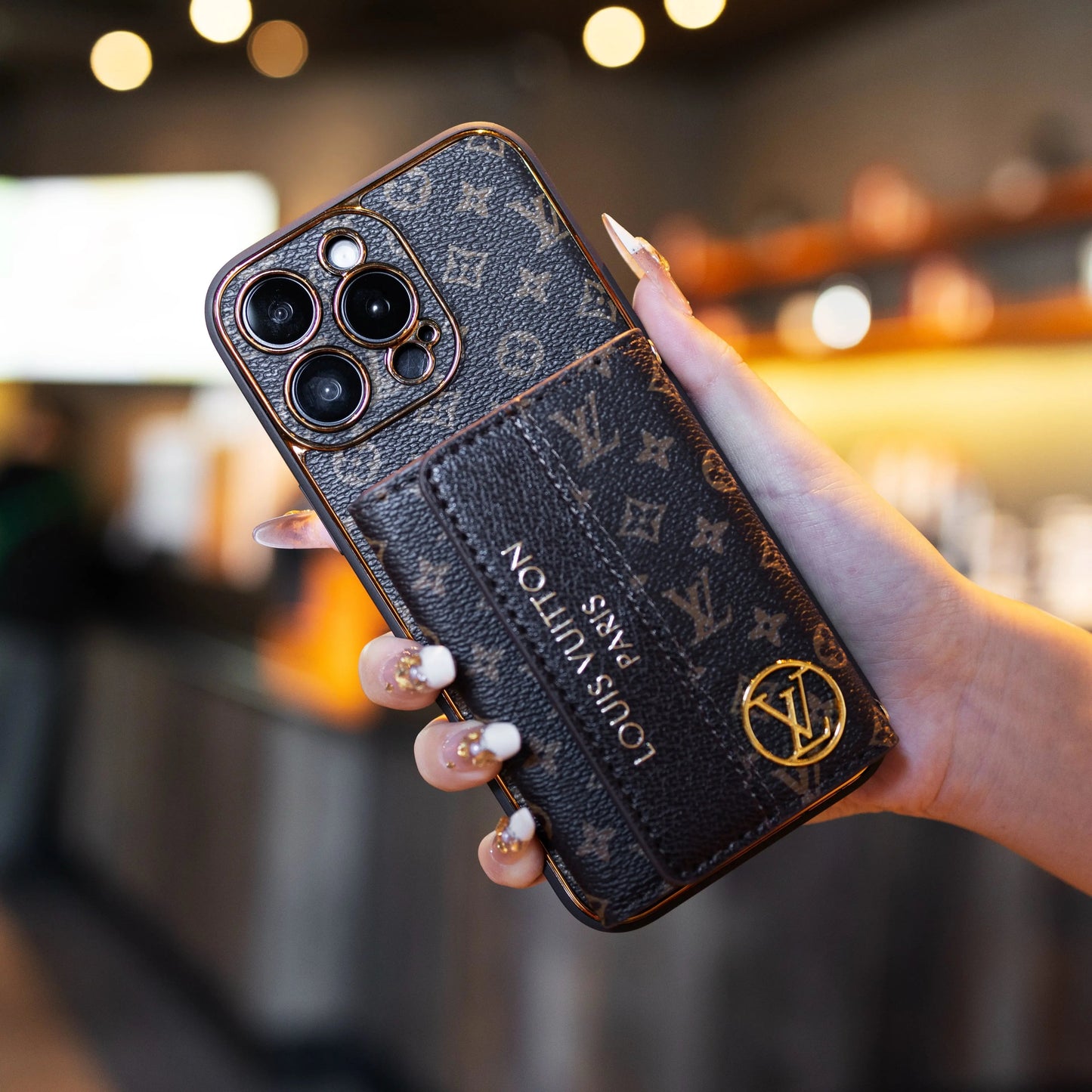 Luxury Advanced Leather iPhone Case with Card Holder & Strap-s2 mysite