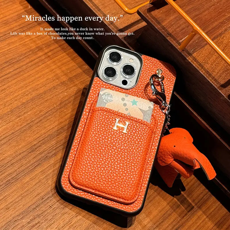 H Card Holder Leather Pendant iPhone Case-s2 mysite