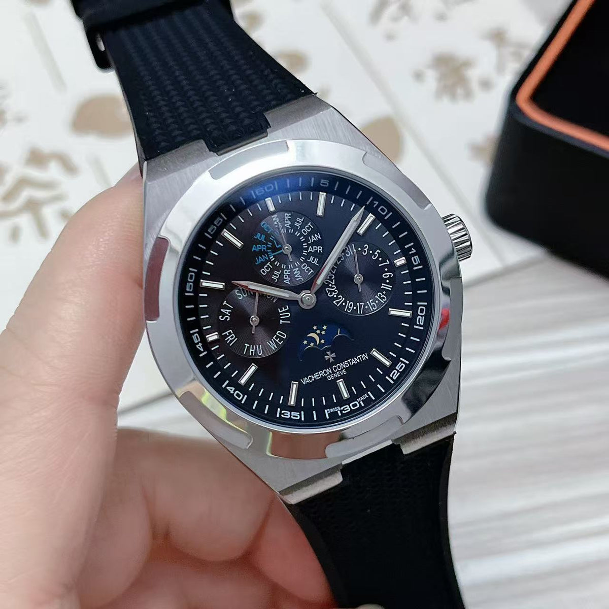 Luxury Automatic Mechanical Watch for Men Stainless Steel Overseas Moonphase 41mm Wristwatch