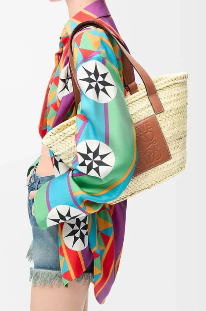Luxurious Palm Leaf and Natural Tan LYW Basket-18 mysite