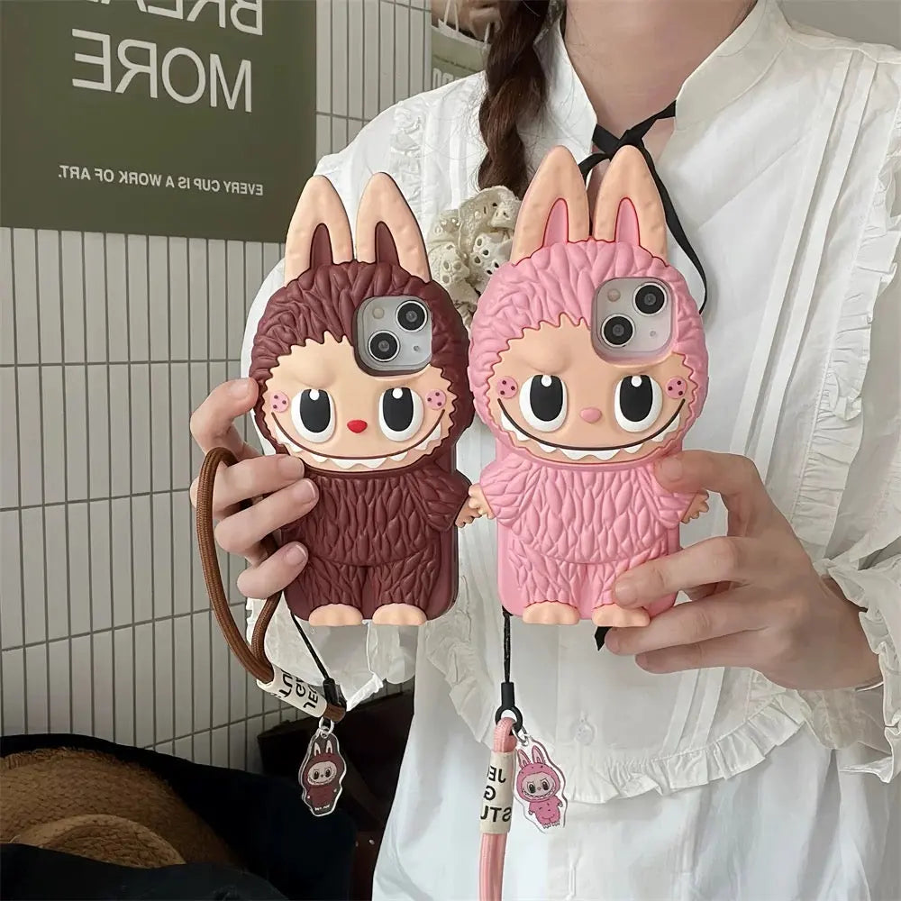 Cute Cartoon Labubu Zimomo Silicon Case | Brown Pink - iPhone Case-s2 mysite