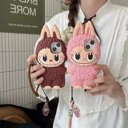 Cute Cartoon Labubu Zimomo Silicon Case | Brown Pink - iPhone Case-s2 mysite