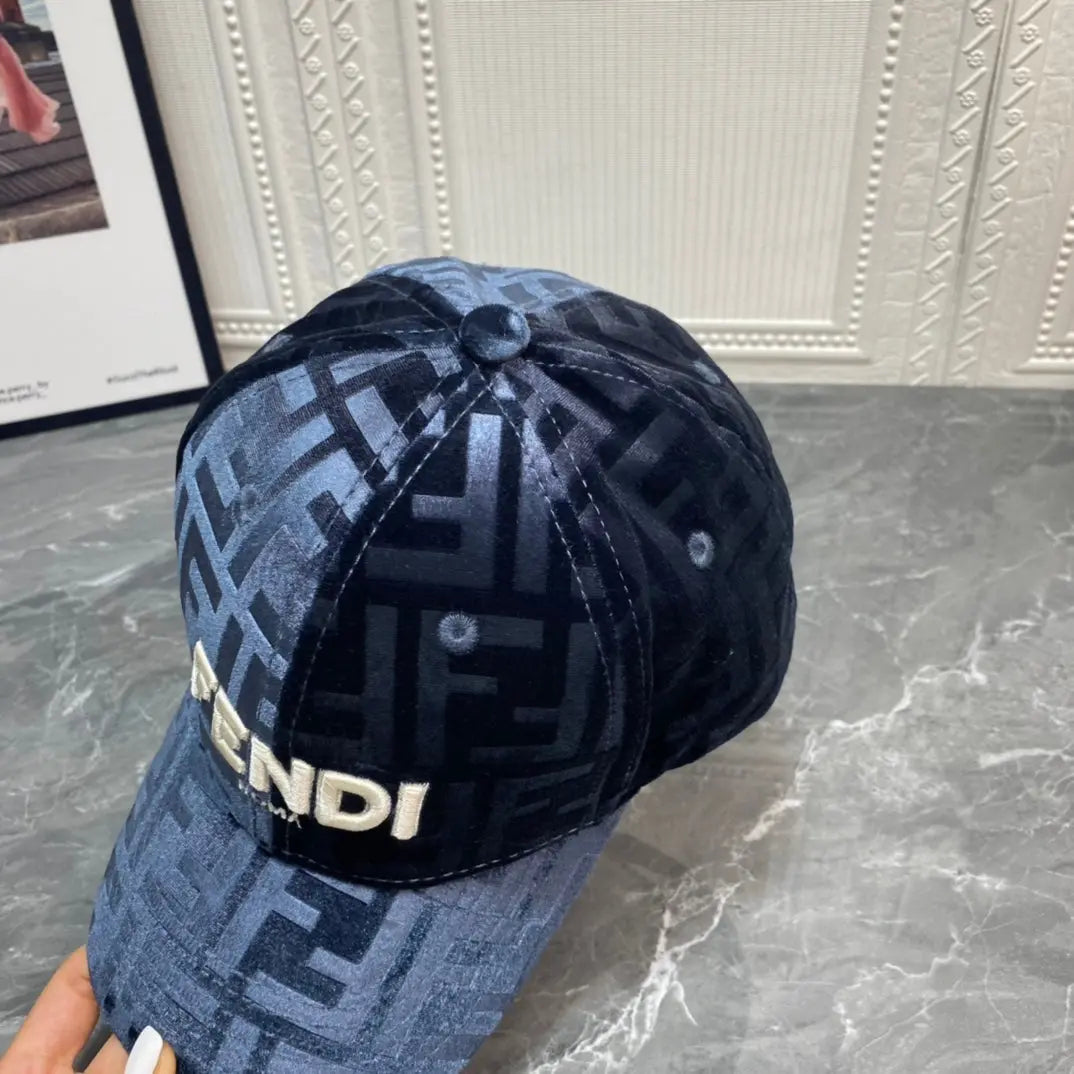 Luxury FF Gold Velvet Baseball Cap | Luxury Designer Adjustable Hat-s2 mysite