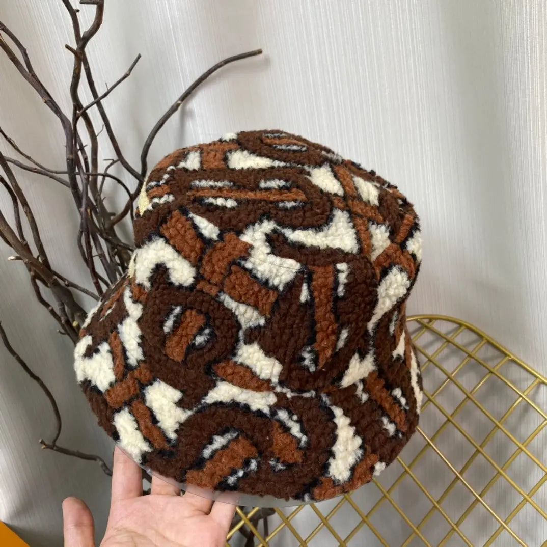 Luxury Check Lamb Wool Bucket Hat | Luxury Designer Winter Hat-s2 mysite