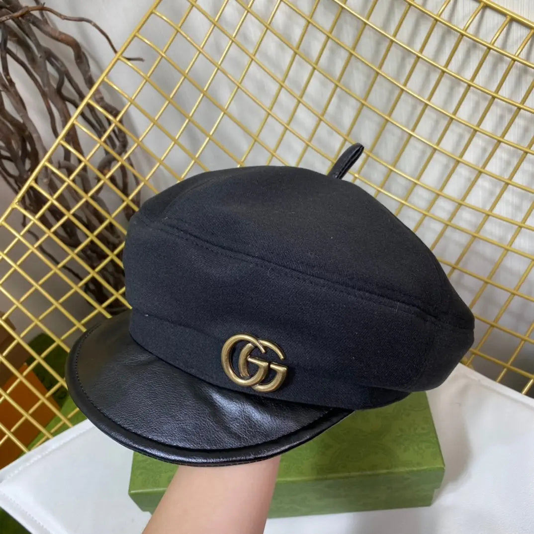 Classic GG Metal Logo Octagonal Flat Cap | Luxury Designer Cashmere Hat-s2 mysite