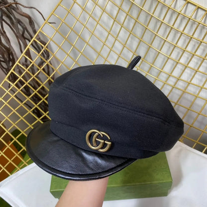 Classic GG Metal Logo Octagonal Flat Cap | Luxury Designer Cashmere Hat-s2 mysite