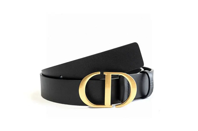 CD Black Calfskin Belt with Gold Buckle-1 mysite