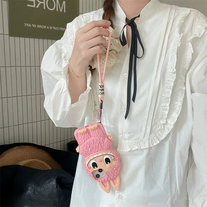 Cute Cartoon Labubu Zimomo Silicon Case | Brown Pink - iPhone Case-s2 mysite