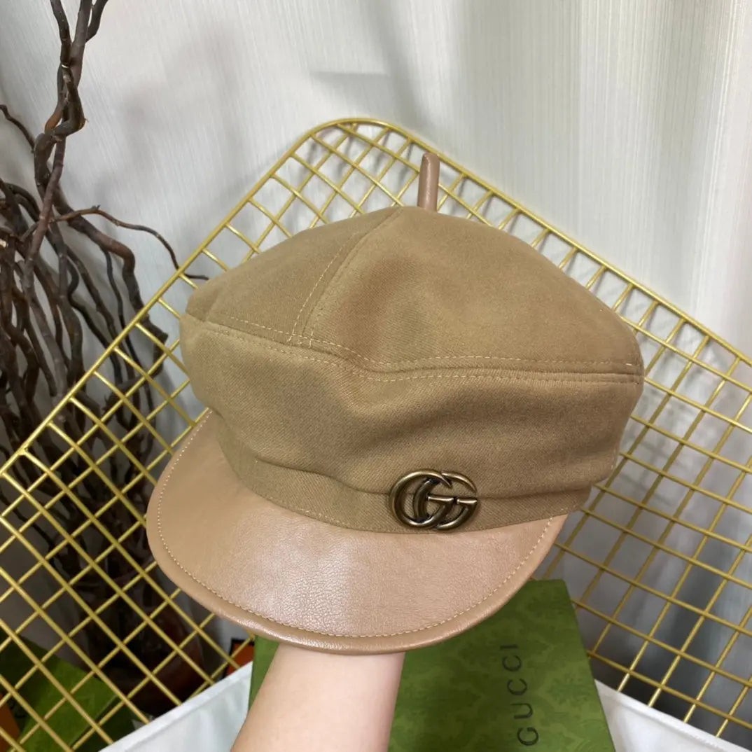 Classic GG Metal Logo Octagonal Flat Cap | Luxury Designer Cashmere Hat-s2 mysite