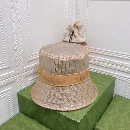 Vintage Sheer Organza Logo Bucket Hat for Women & Men-s2 mysite