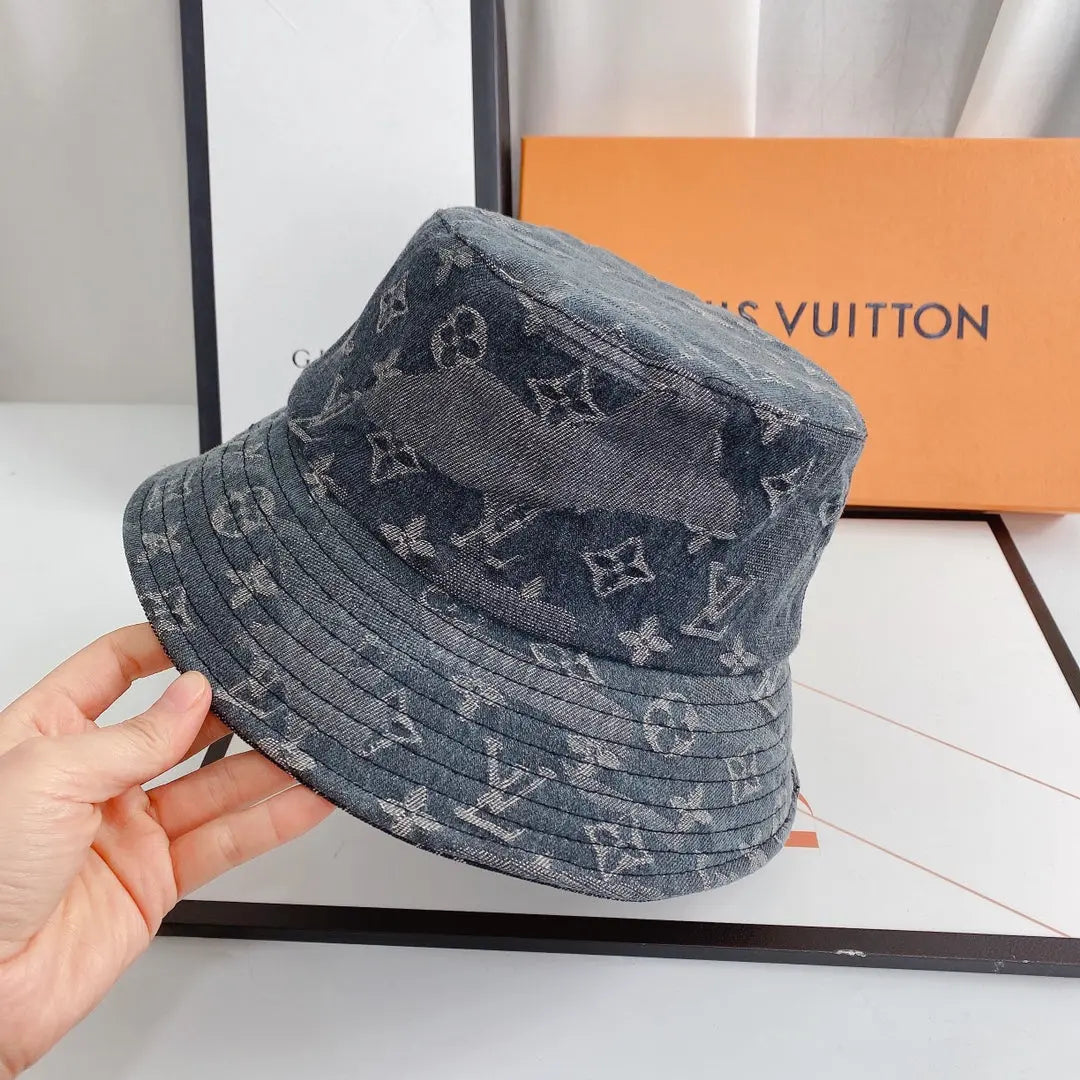 Luxury 1v Monogram Jacquard Denim Bucket Hat for Men & Women-s2 mysite