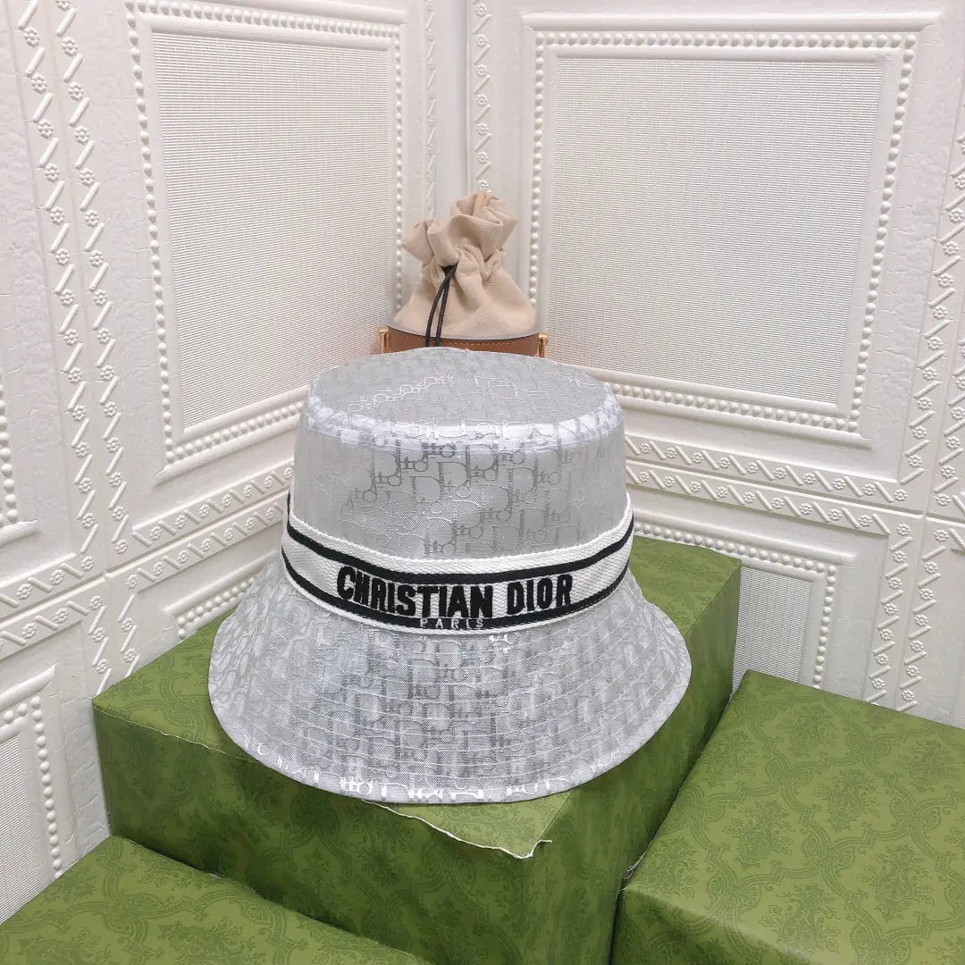 Vintage Sheer Organza Logo Bucket Hat for Women & Men-s2 mysite
