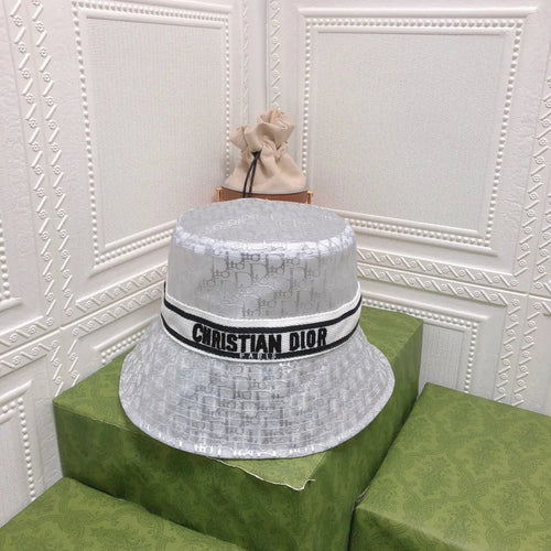 Vintage Sheer Organza Logo Bucket Hat for Women & Men-s2 mysite