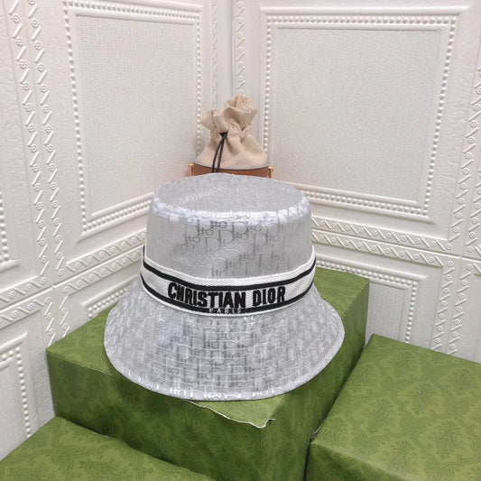 Vintage Sheer Organza Logo Bucket Hat for Women & Men-s2 mysite