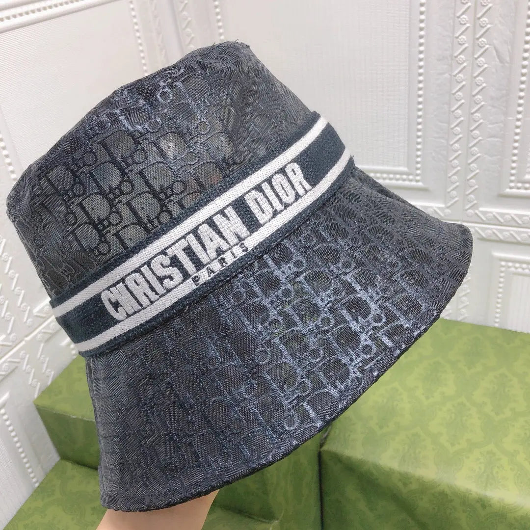 Vintage Sheer Organza Logo Bucket Hat for Women & Men-s2 mysite