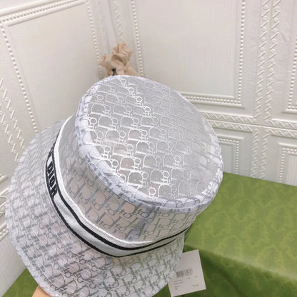 Vintage Sheer Organza Logo Bucket Hat for Women & Men-s2 mysite