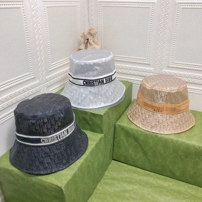 Vintage Sheer Organza Logo Bucket Hat for Women & Men-s2 mysite