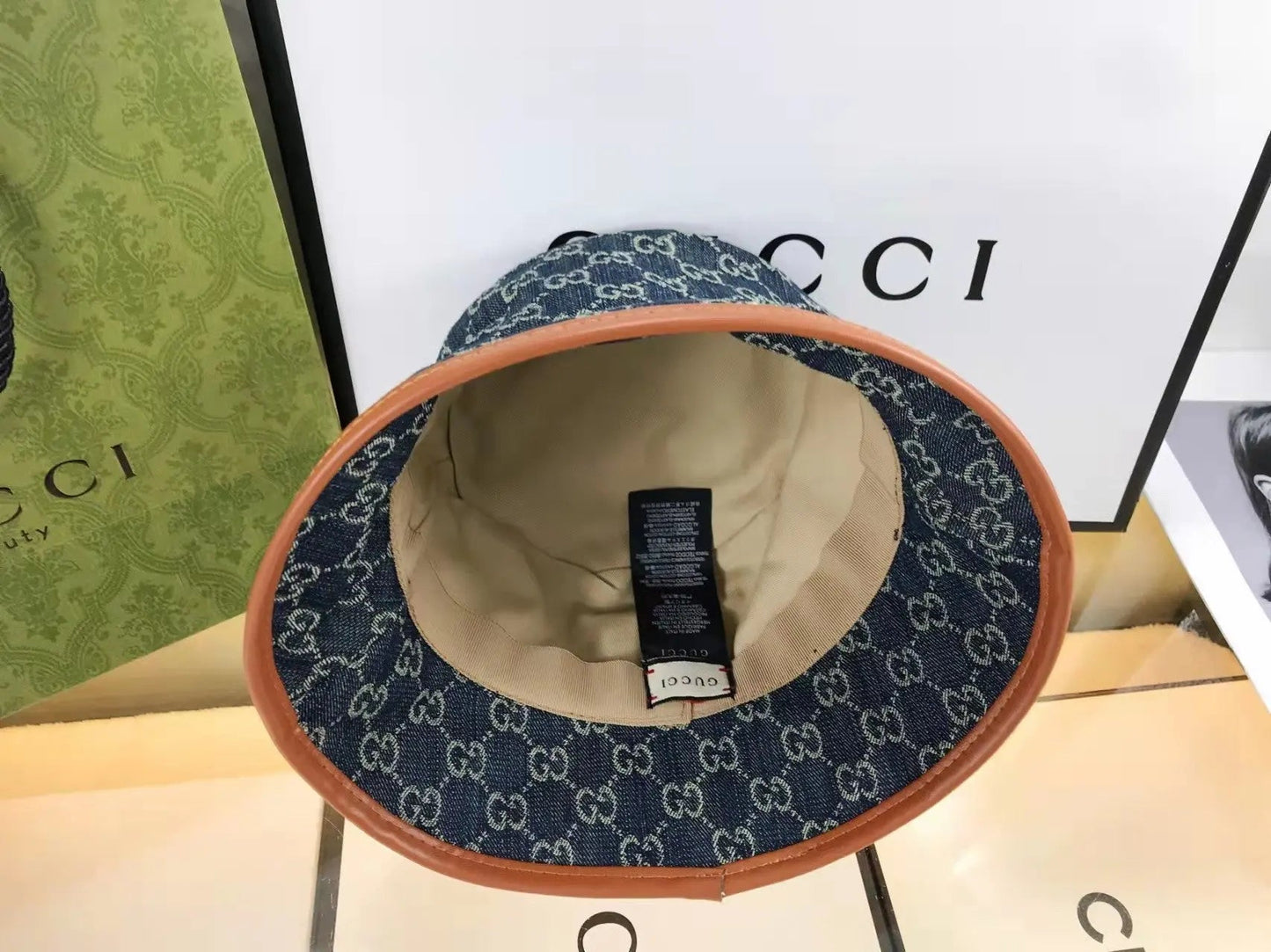 Classic GG Monogram Premium Denim Bucket Hat for Men & Women-s2 mysite