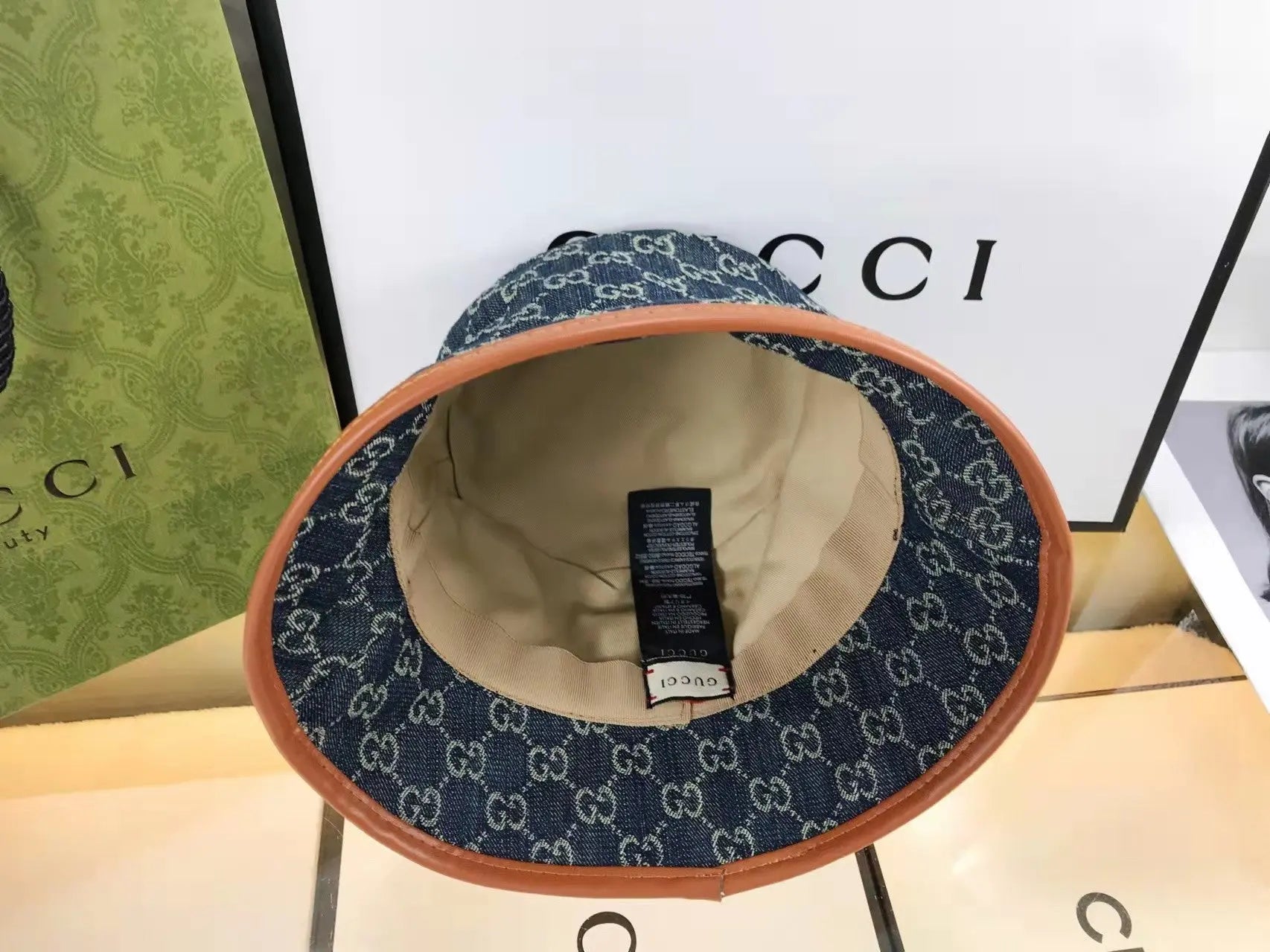 Classic GG Monogram Premium Denim Bucket Hat for Men & Women-s2 mysite