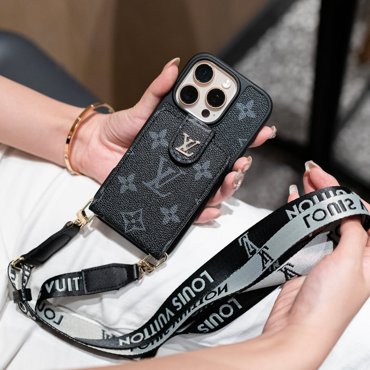 Luxury Crossbody iPhone Case with Card Holder & Strap mysite