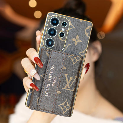 Premium Leather Samsung Case with Card Holder & Wrist Strap-1 mysite