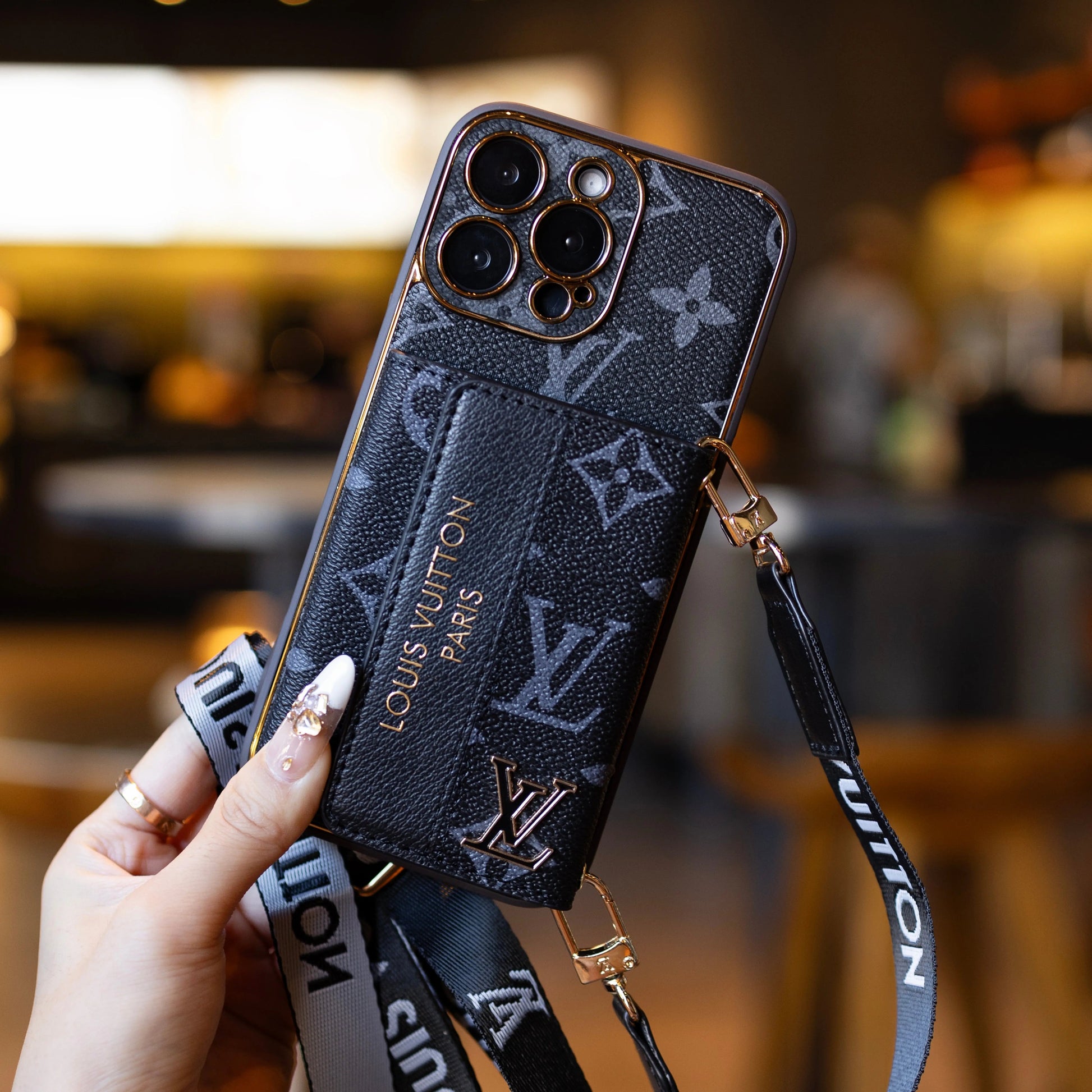 Luxury Advanced Leather iPhone Case with Card Holder & Strap-s2 mysite