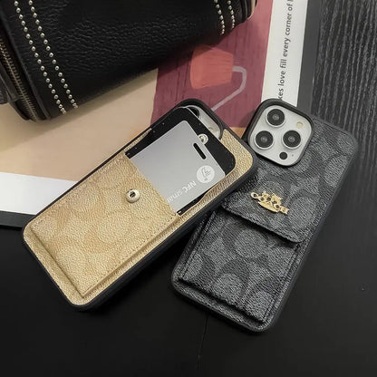 Classic iPhone Case With Card Holder Wallet Coffee -SZK240425-s2 mysite