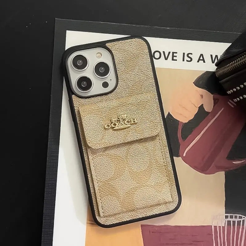 Classic iPhone Case With Card Holder Wallet Coffee -SZK240425-s2 mysite