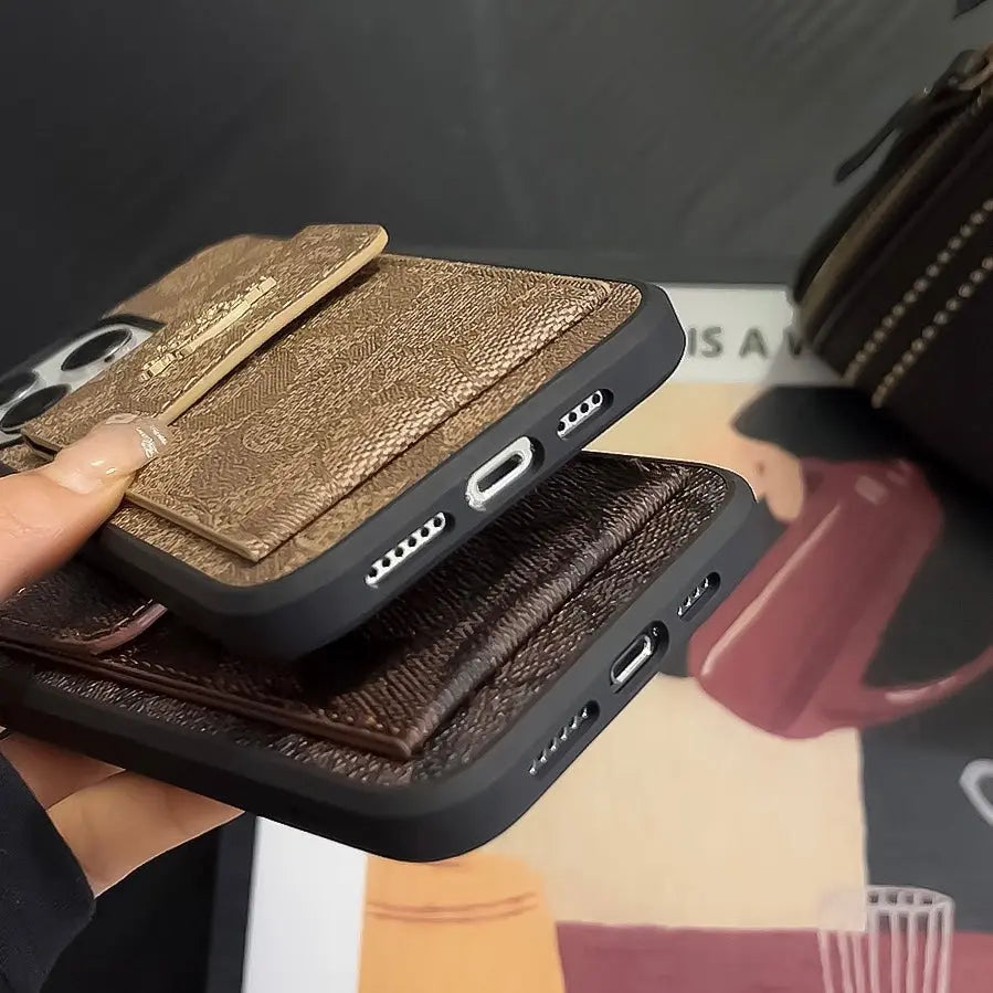 Classic iPhone Case With Card Holder Wallet Coffee -SZK240425-s2 mysite
