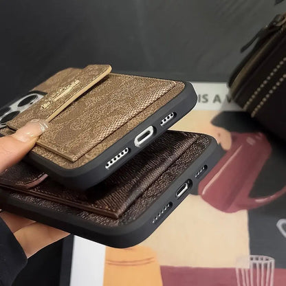 Classic iPhone Case With Card Holder Wallet Coffee -SZK240425-s2 mysite