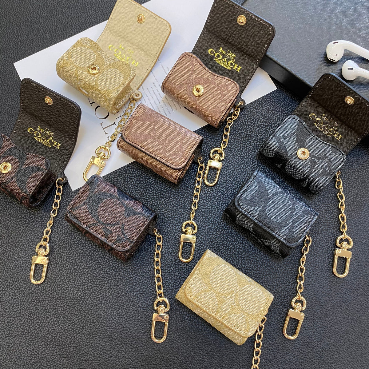 Luxury Coach AirPods Cases Coffee-YH240425 mysite