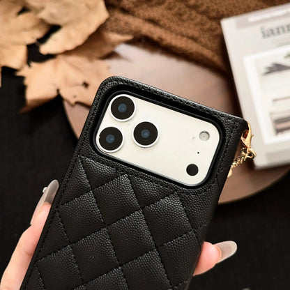 Luxury Quilted Wallet iPhone Case with Tassel & Gold Clasp-s2 mysite