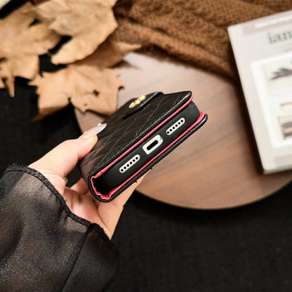 Luxury Quilted Wallet iPhone Case with Tassel & Gold Clasp-s2 mysite