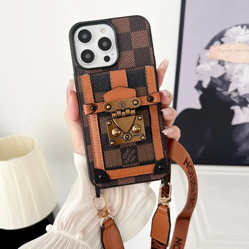 Luxury Brown Crossbody Chain iPhone Case-s2 mysite