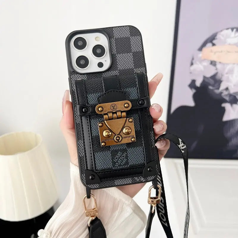 Luxury Black & White Crossbody Chain iPhone Case-s2 mysite