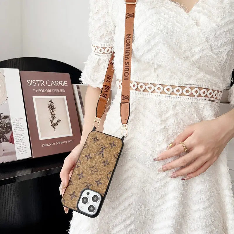 Luxury Brown Crossbody iPhone Case-s2 mysite
