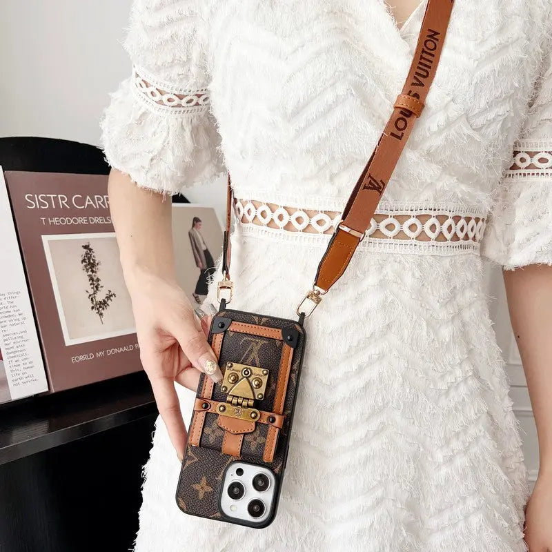Luxury Brown Crossbody Chain iPhone Case-s2 mysite
