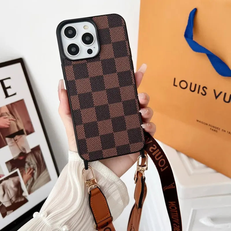 Luxury Brown Crossbody iPhone Case-s2 mysite