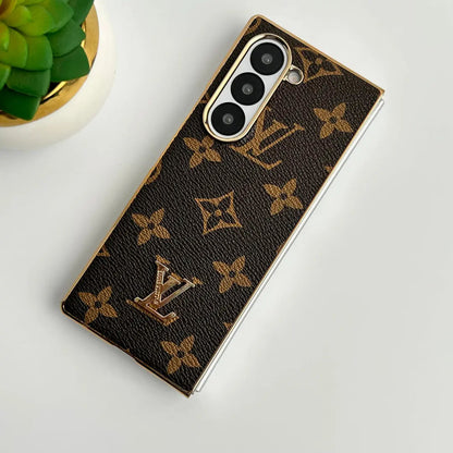 Samsung Galaxy Z Fold 6 Luxury Gold Plated Leather Case-1 mysite