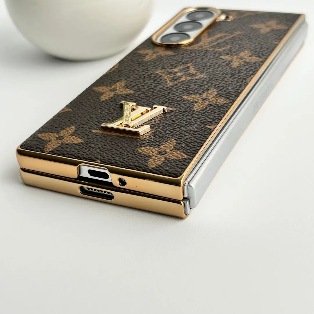 Samsung Galaxy Z Fold 6 Luxury Gold Plated Leather Case-1 mysite