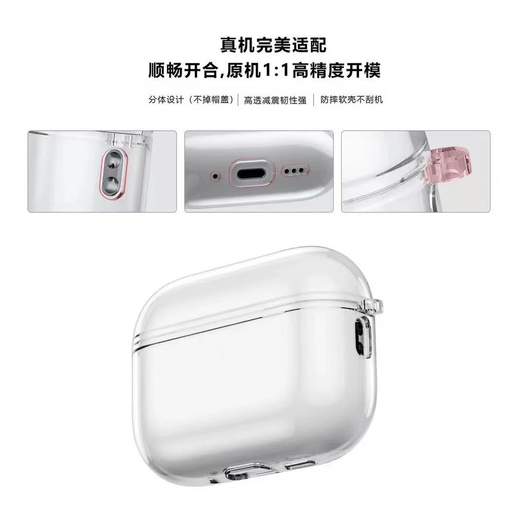 Transparent AirPods Case with Metal Hook mysite