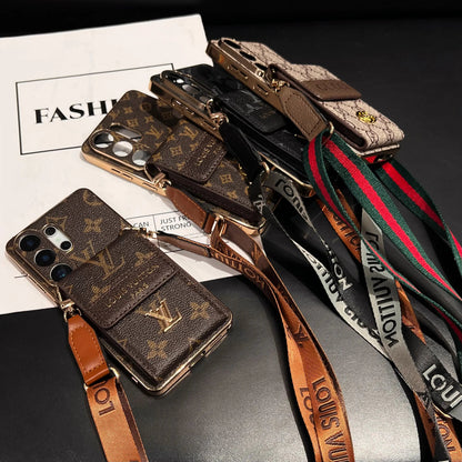 Luxury Advanced Leather Samsung Phone Case with Wallet and Strap.-1 mysite