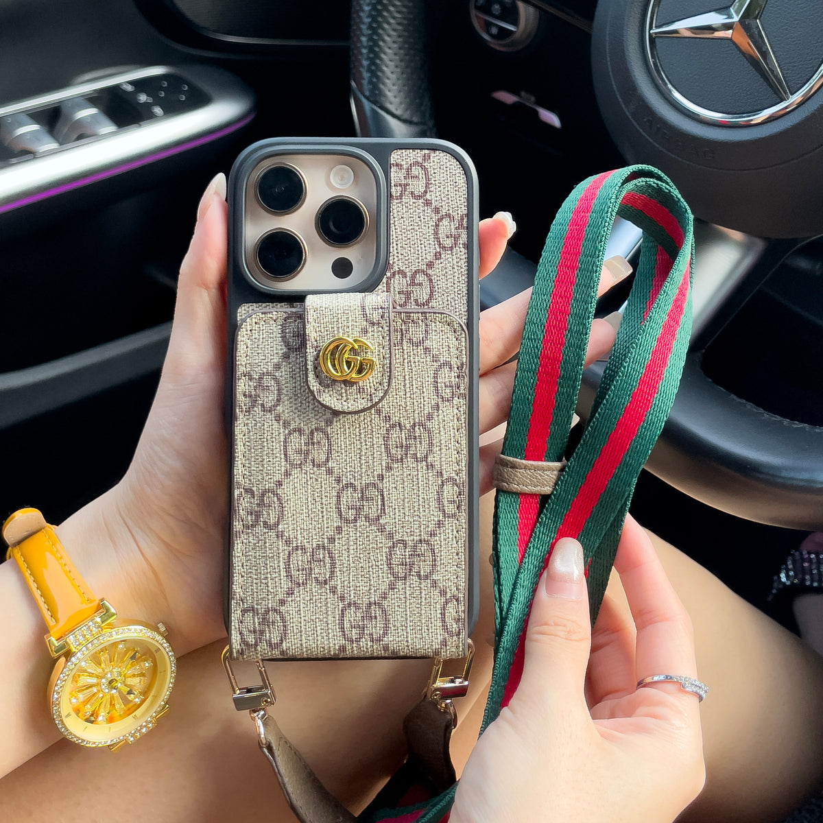 Luxury Crossbody iPhone Case with Card Holder & Strap mysite