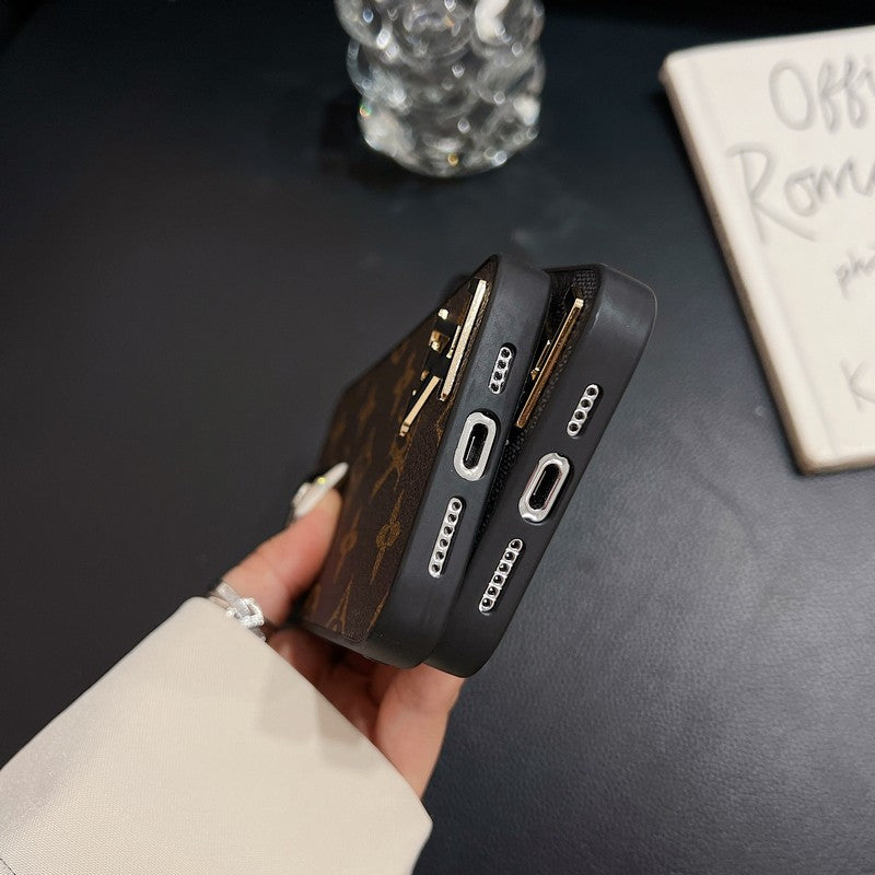 Luxury Black Logo Leather iPhone Case mysite
