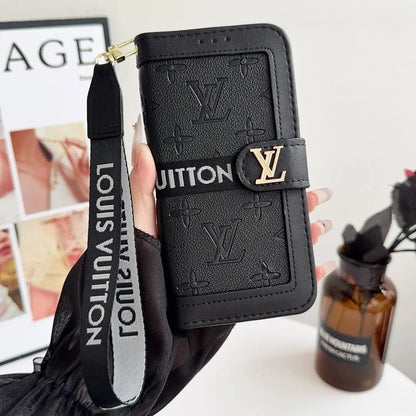 Luxury Luxury Pattern Wallet iPhone Case with Card Holder and Strap-s2 mysite