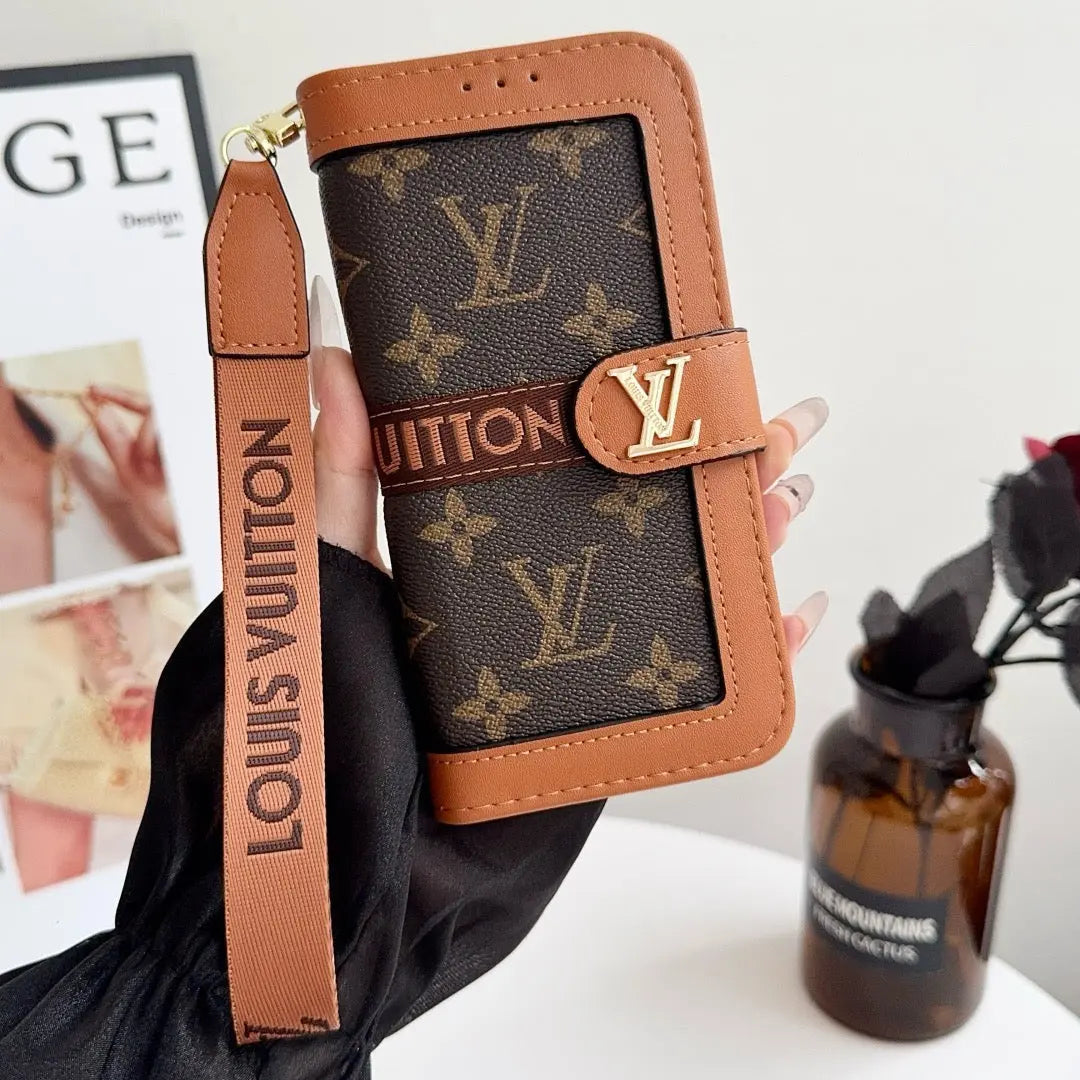 Luxury Luxury Pattern Wallet iPhone Case with Card Holder and Strap-s2 mysite