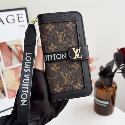 Luxury Luxury Pattern Wallet iPhone Case with Card Holder and Strap-s2 mysite