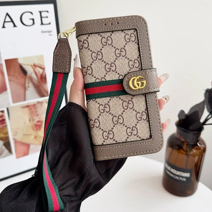 Luxury Luxury Pattern Wallet iPhone Case with Card Holder and Strap-s2 mysite